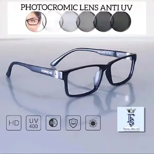 Kacamata Minus Lensa AntiRadiasi Frame Sport Untuk Pria dan Wanita Kaca mata Rabun Jauh Premium Photocromic Bluecromic Eyewear Glasses