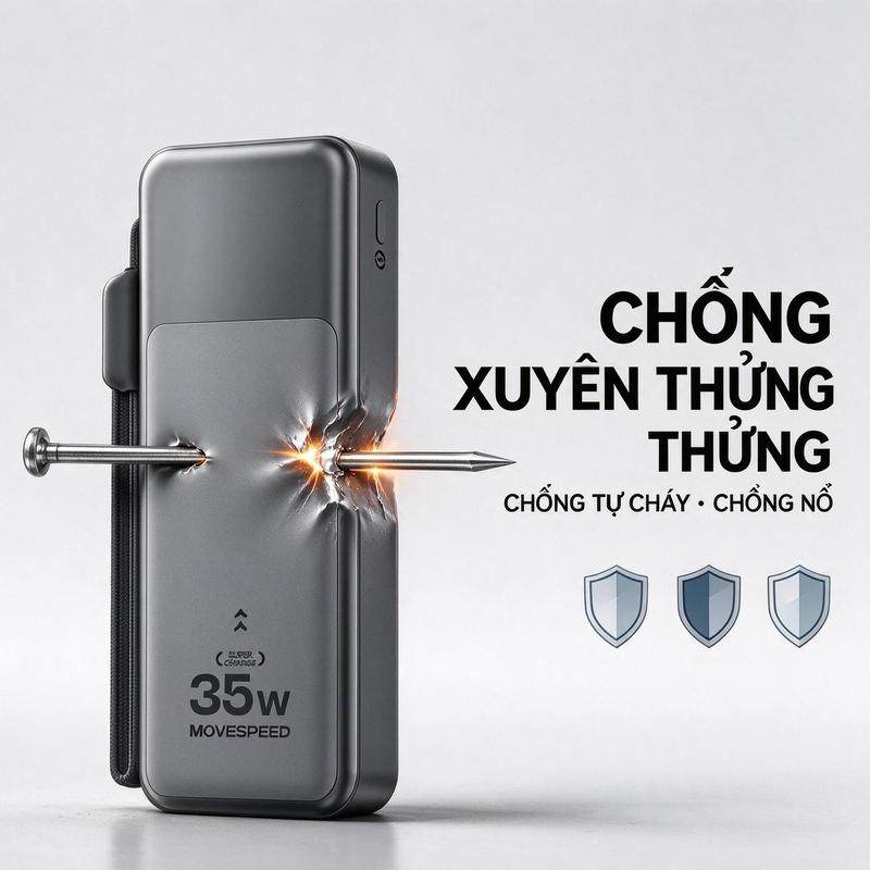 Sạc dự phòng tích hợp dây sạc Yisu 20000mAh dung lượng lớn, sạc nhanh 45W, chứng nhận 3C, pin bán rắn, chống cháy, chống nổ, chống phồng rột.