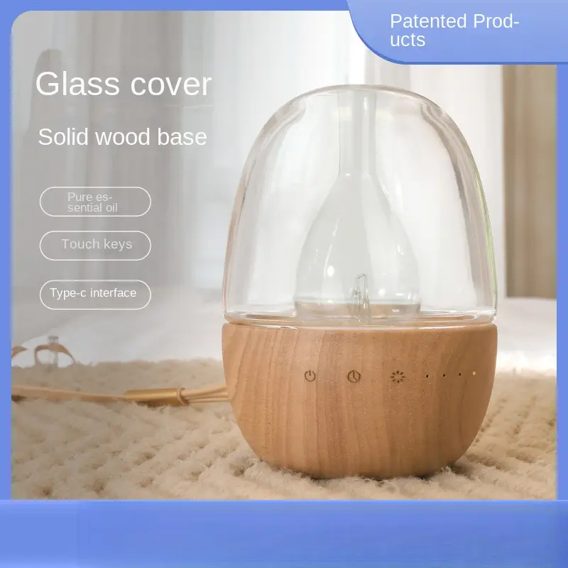 Aroma Diffuser Household Wood Grain New Essential Oil USB Smart Atomizer Nebulizing Diffuser Air Pump Glass plus Solid Wood Natural
