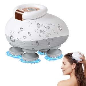 電動頭皮マッサージャー（1個）、コードレス防水ヘッドマッサージャー、こねるノード付き、手持ち式シャンプーブラシで深い掃除とリラックス、男女向けのギフト