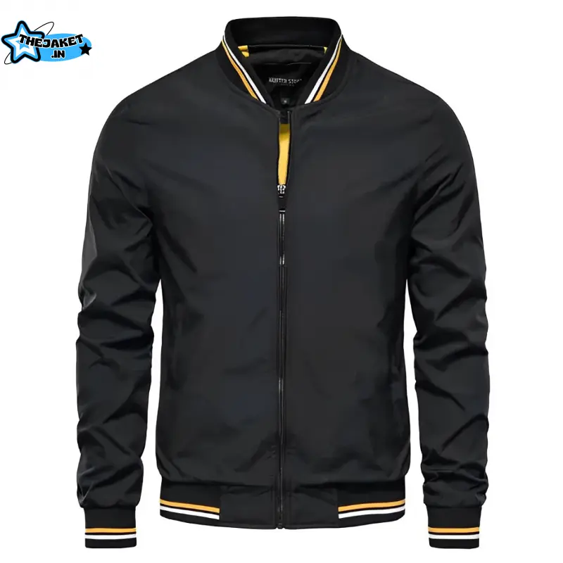 (BISA COD) Jaket Bomber Pria Musim Dingin Parasut Windbreaker Terbaru - Casual, Distro - Keren, Hitam