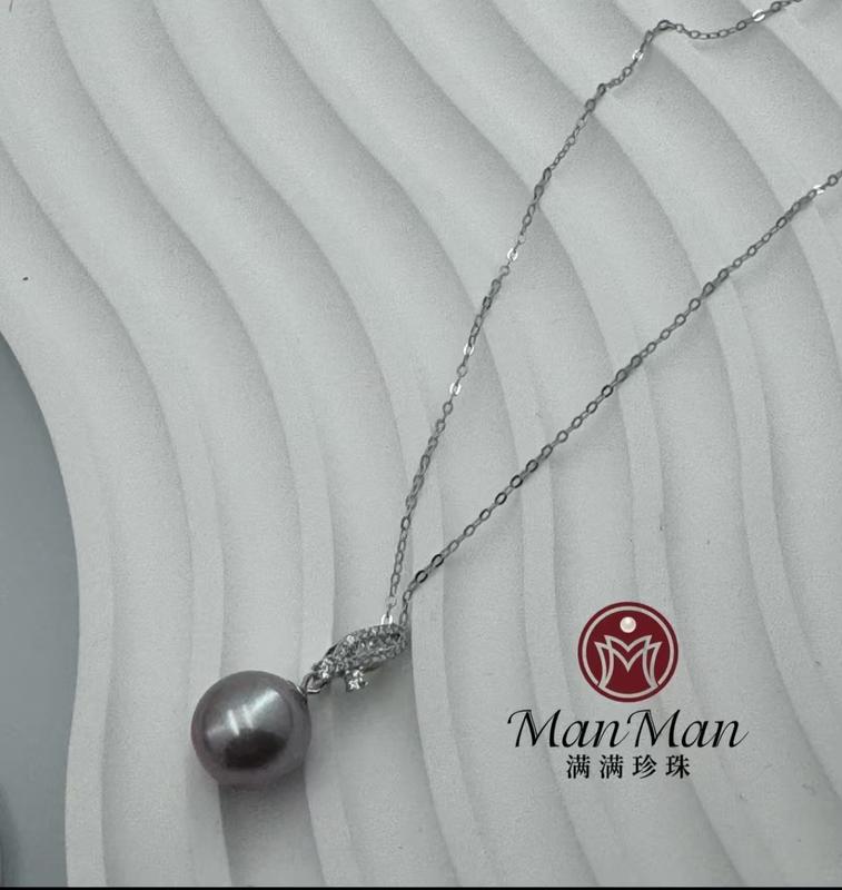 S925 Sterling Silver - Freshwater Pearl Necklace. The size of the pearls is 11-12mm. (A silver chain is included as a gift.) 110 2