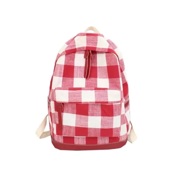 RiFich - Tas Ransel Anak Sekolah Perempuan Motif Kotak Gaya Baru Kasual Populer Kekinian Fashion Viral TK SD 3