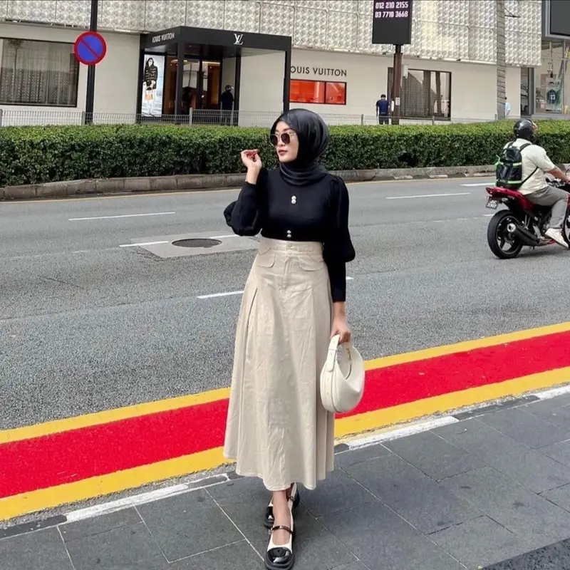 Rok Viola Katun Twill Premium Model Mayung Look Korea Panjang Wanita 1