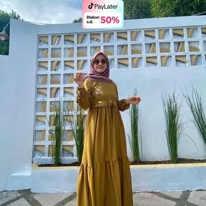 OUTFITBYMETA ALISHA MIDI Dress bordir ekslusive Midi dress linen bordir Muslim