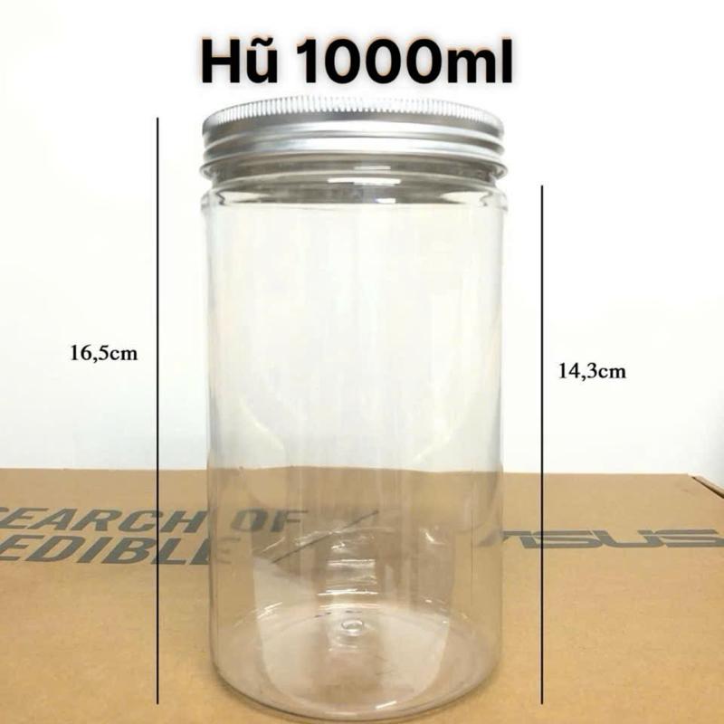 Combo 2 Hũ Nhựa 1000ml PET Trong Suốt Dày Dặn Bền Đẹp Bảo Quản Thực Phẩm An Toàn Chống Ẩm Dễ Cầm Nắm Phù Hợp Cho Hộ Kinh Doanh Cửa Hàng Và Cơ Sở Sản Xuất Dung Tích Lớn Chất Liệu An Toàn