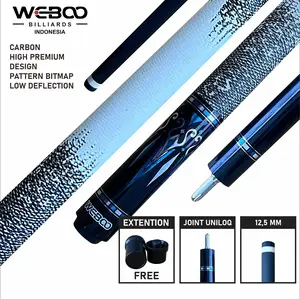 Weboo Stick Billiard Carbon Play Pattern Bitmap Black White Joint Uniloq Tip 12,5 mm High Akurasi