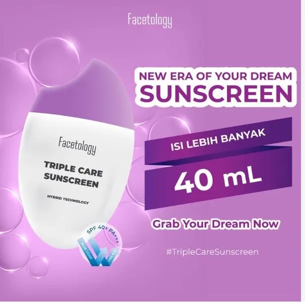 [ORI SHIELDTAG] Facetology Triple Care Sunscreen SPF 40 PA+++ 40ML Sunblock 4