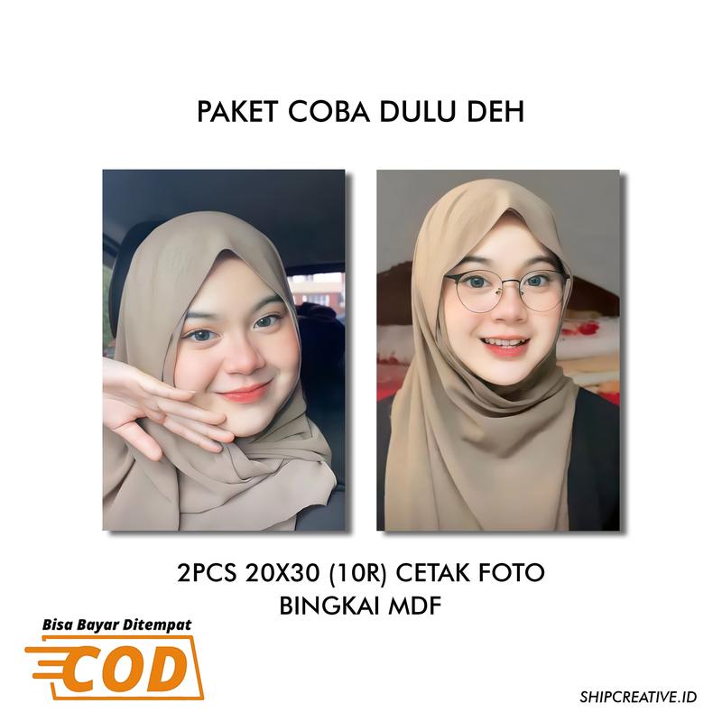 PAKET 2PCS 20X30 (10R) CETAK FOTO DENGAN BINGKAI MDF Dinding Hadiah 1