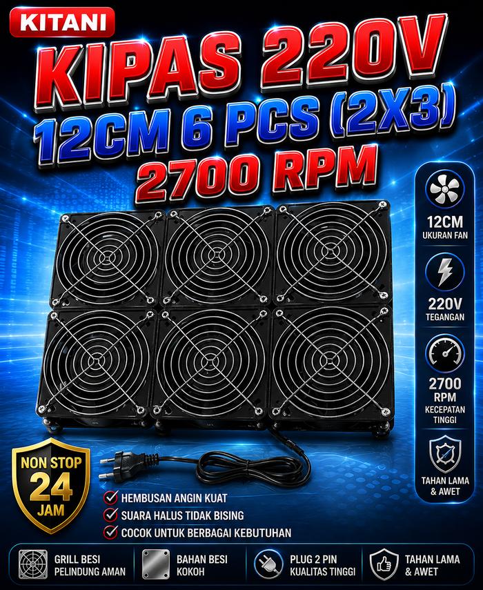 Mini Dvr Three Jual kipas angin besi 220v 12cm 6pc (2x3) jejer besi kabel listrik ...