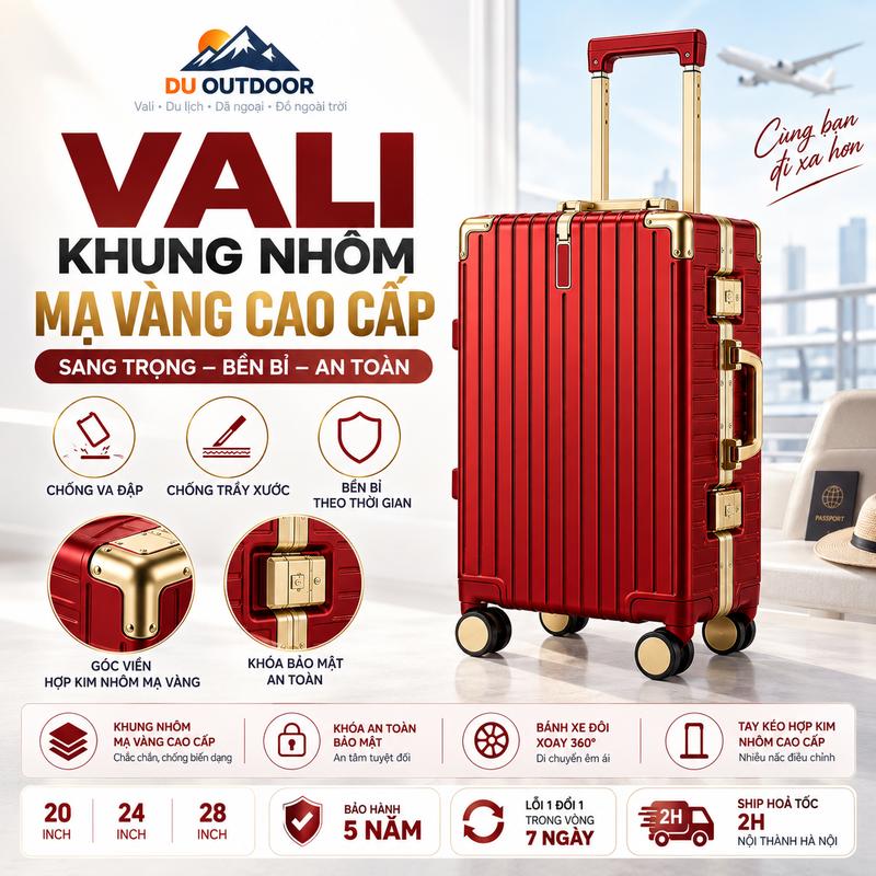 [G24-SIZE 20/24/28] KHUNG NHÔM KHOÁ SẬP MẠ VÀNG THỜI TRANG SIZE 20/24 - VALI DU LỊCH CÔNG TÁC - G24