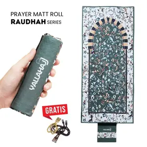 Yallahajj Sajadah Travel Premium Lipat/Gulung Motif Raudhah Bahan Waterproof Lapis Anti Slip Souvenir Haji Umroh