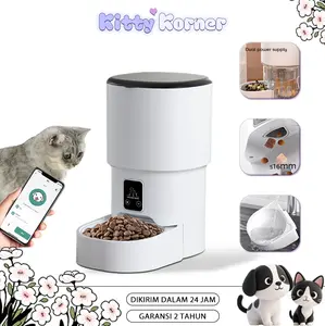 4L Smart Pet Feeder Dispenser Makanan Otomatis Anjing/Kucing Mode Daya Ganda WiFi APP Connect Pengumpan Cerdas Hewan