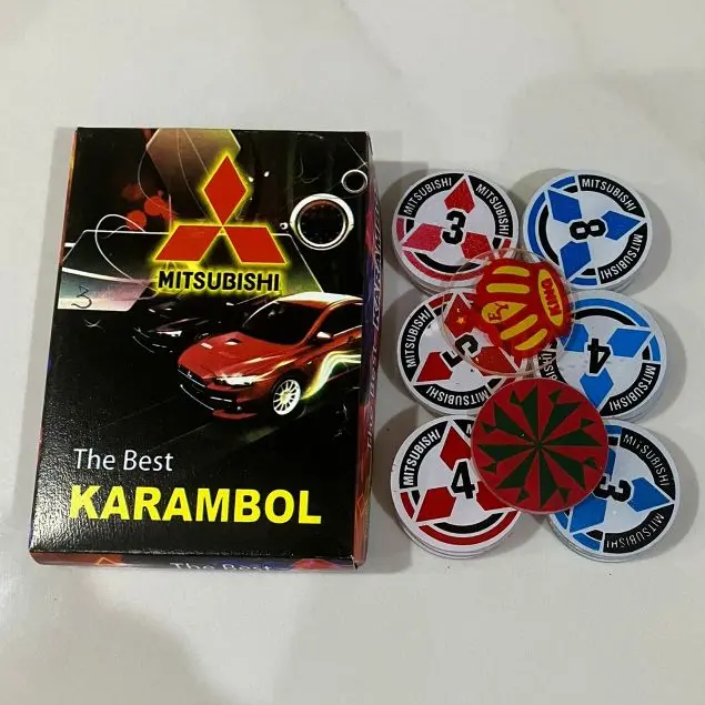 Biji Karambol Tebal 3 mm Motif Mitsubishi / Random | Koin Krambol Satu Lapis Original | Keping Kerambol 3mm | Coin Carambol Carrom Games