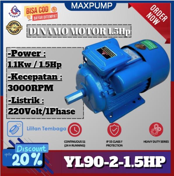 Gambar Maxpump Motor Dinamo Elektrik 1 Phase 1,5 Hp 2800 RPM 2 Pole 220V Gulungan Tembaga Body Kokoh Penggerak Listrik Induksi Motor ListriK 2860 Rpm Electric Motor dari Poseidonpump Kota Administrasi Jakarta Utara Tokopedia