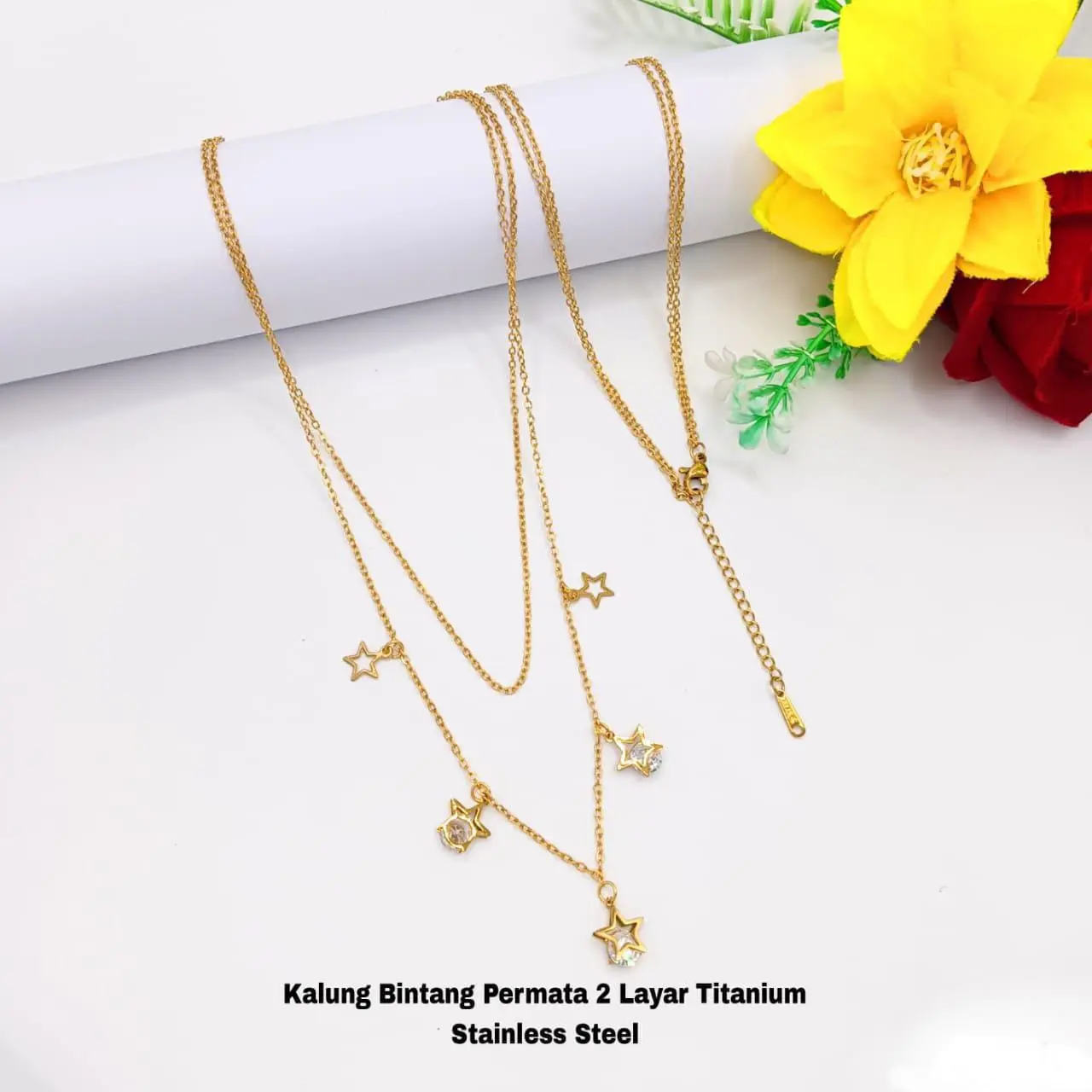 Kalung Titanium Anti Karat Model Korea untuk Wanita kalung  aesthetic Emas Hadiah Silver
