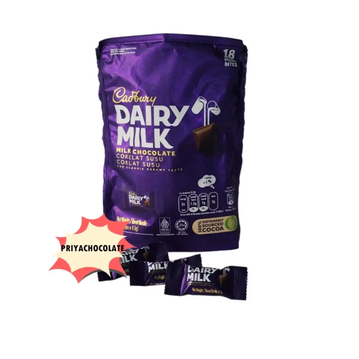 Cadbury Dairy Milk Share Bag 81gr (18pcs x 4.5gr)