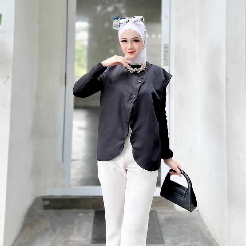Celia Vest Outer Rompi Wanita Vest Vintage Vest Korean Style Outer Wanita Atasan Wanita Tanpa Lengan 4