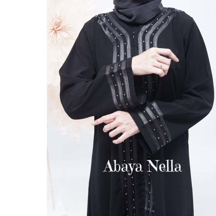Abaya Gamis ALKHATIB Hitam Nella Motif Jetblack Ready Wanita Muslim Grade A Ukuran S M L XL XXL gamisabaya 4