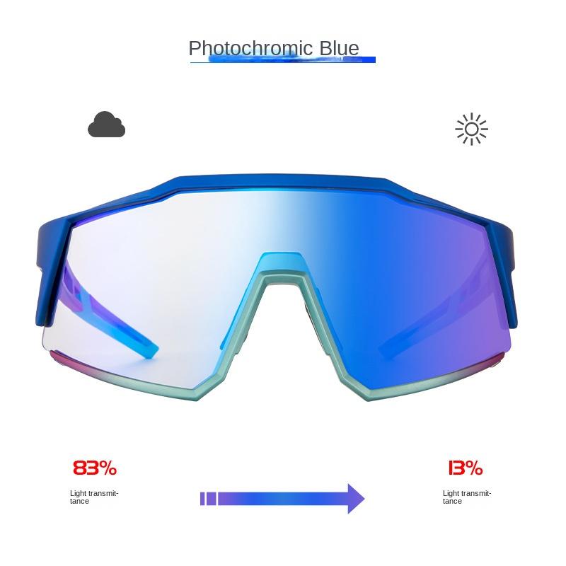 Product Introduction of Kapvoe cycling glasses with color changing red and blue coated lenses, men's and women's mountain road bikes, outdoor sunglasses 9