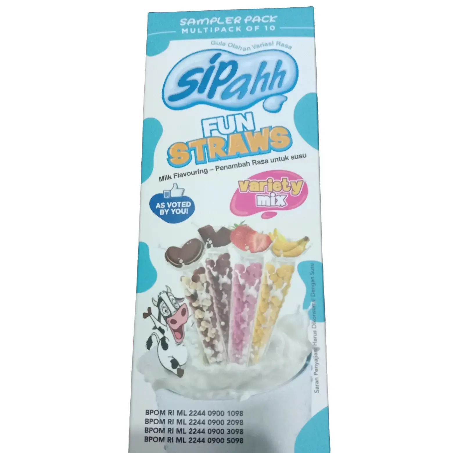sipahh fun straws variety mix isi 10 pcs/sedotan kaya rasa/sedotan