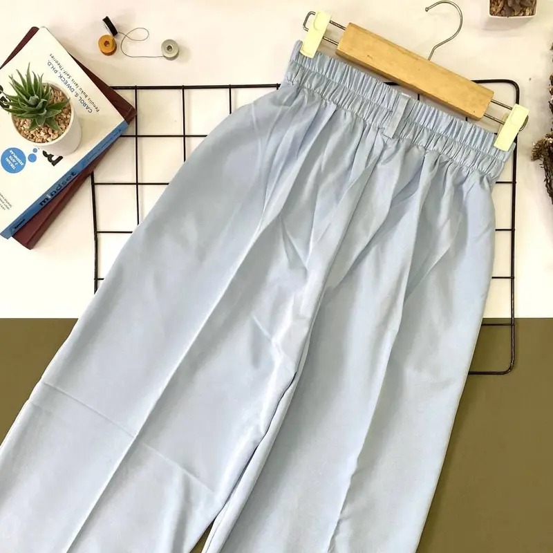 ORO PANTS Highwaist Loose Pants Trousers Wanita Celana Anti Kusut Celana Kulot Wanita Celana Kantor Formal Polyester 4
