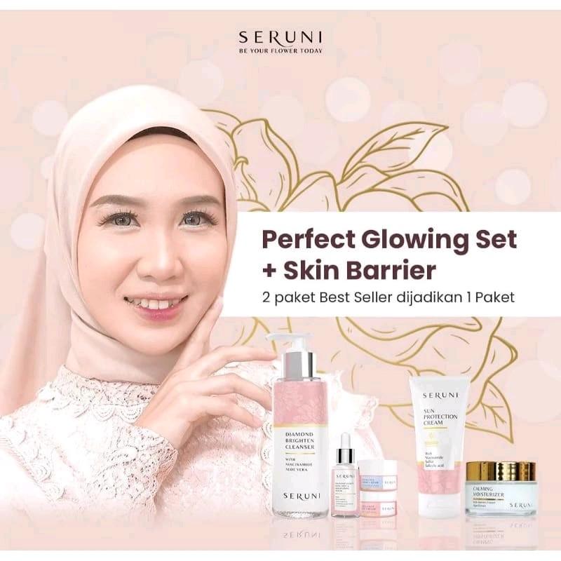 SERUNI SKINCARE PAKET LENGKAP PERFECT GLOWING SET / SKIN BARRIER SET SERUNI Mencerahkan Wajah Vitamin Facial Arbutin Extract Cleanser 5