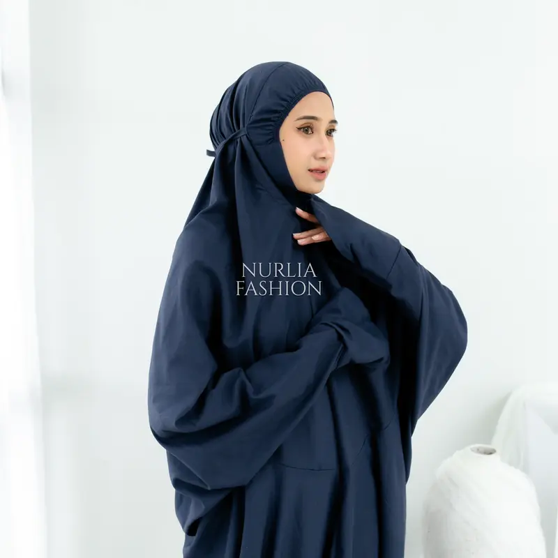 Mukena Traveling Terusan Polos Dewasa Hana Cantik Nurlia-Mukena Katun Panjang - Atasan, Bawahan, Renda yang Muslim Wanita Rayon Bordir Bordir Mewah 8
