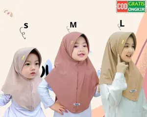 JIlbab Anak Pet AKRILIK 0-10 Tahun S M L Hamidah Jersey Anak / Kerudung Anak Instan Perempuan Premium Terlaris Muslim Bayi Hitam Putih