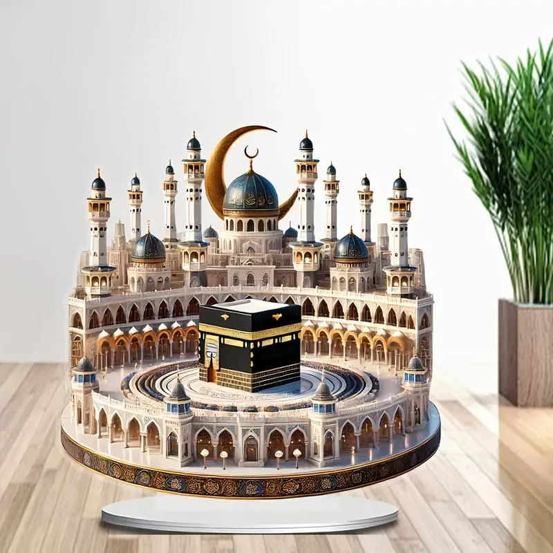 Classic Acrylic Kabba Model, Religious Theme Desktop Decoration, Multi-purpose Bohemian Style Ramadan Decoration, No Electricity Needed, Ideal Gift for Home and Office