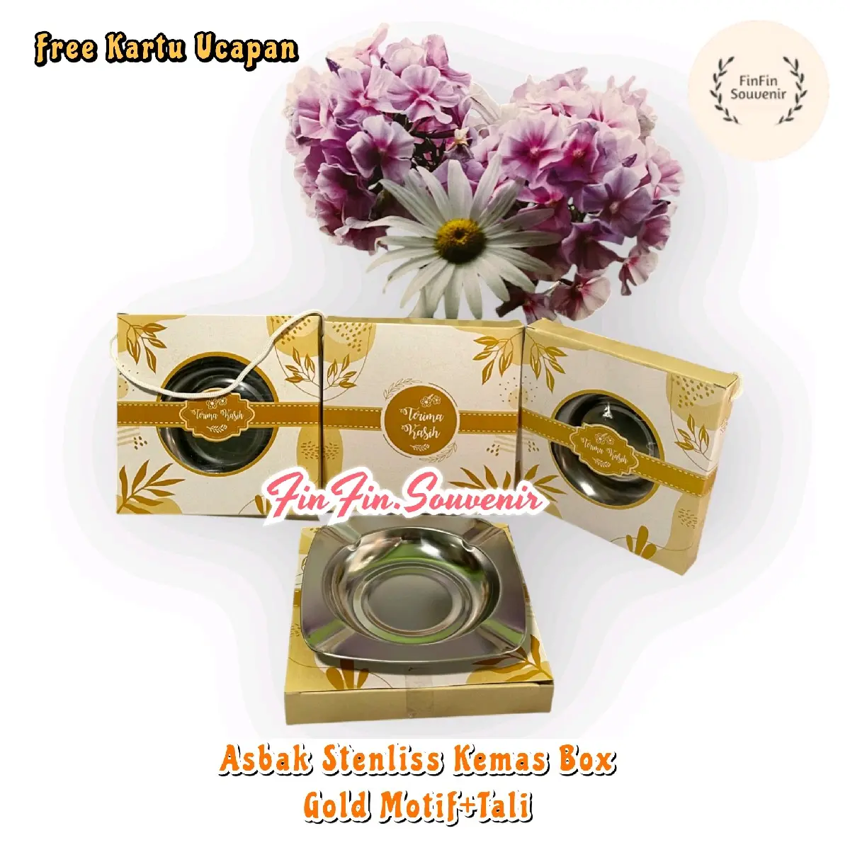 (isi 50 pcs) souvenir asbak Stenlis kemasan box motif