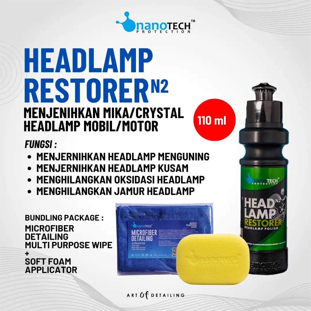 HEADLAMP RESTORER - nanoTECH PROTECTION - HEADLAMP POLISH PEMBERSIH MIKA LAMPU MOBIL MENGUNING DAN KUSAM Car
