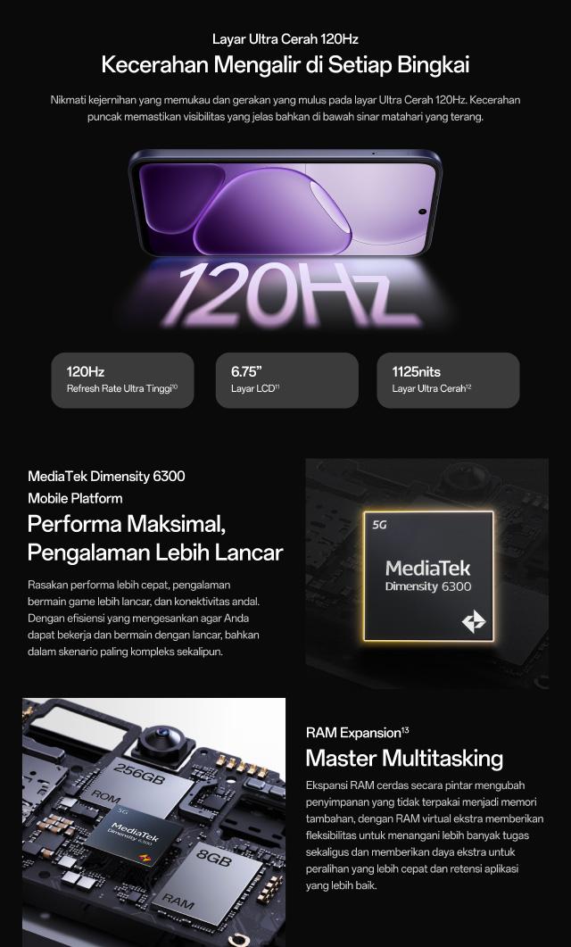 [BARU] OPPO A6t Pro 5G Online Exclusive 8GB/256GB [Dimensity 6300 5G, 7000mAh Large Battery 80W SUPERVOOC, IP69 Water & Dust Resistance]
