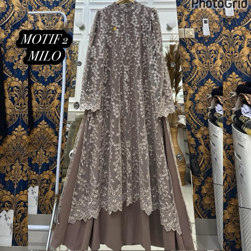 Queenasyari - Jasmine Dress (Hanya Gamis) Jumbo  Bahan Soft Twill Marbella mix Brukat Gamis Wanita Muslim  Lembut Maxi Panjang Mewah Pesta Kondangan Lebaran Trend 2026  Nyaman