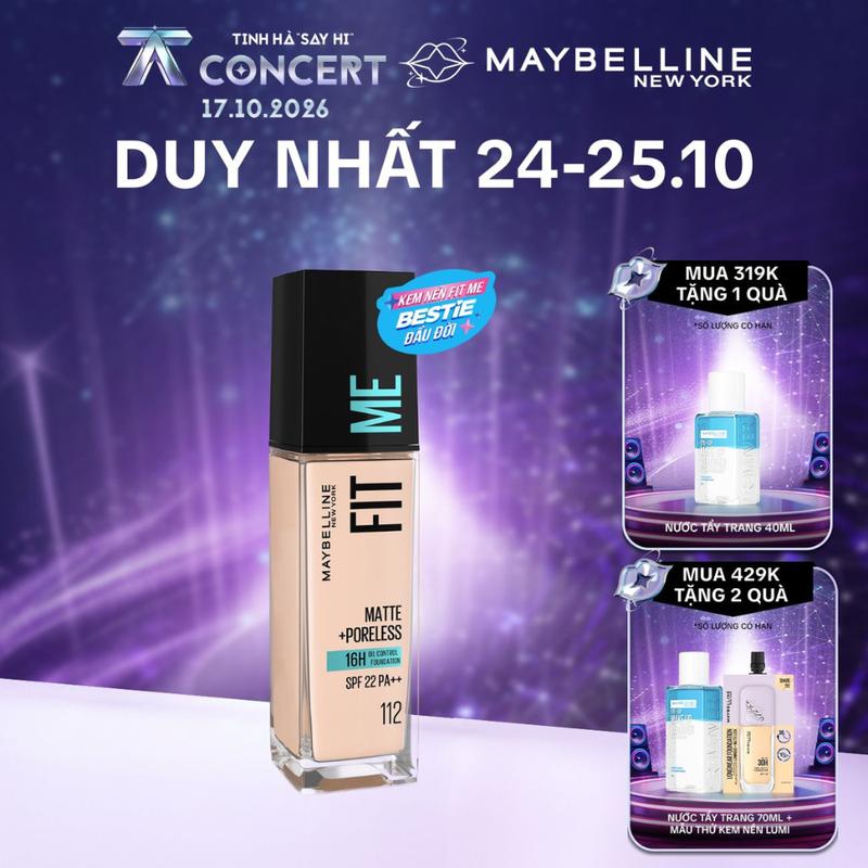 Kem nền mịn nhẹ kiềm dầu Fit Me Maybelline New York Matte Poreless Foundation 30ml