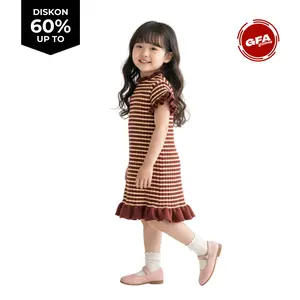 AURORA DRESS Rajut Anak Perempuan Lengan Pendek Curly Fashion style