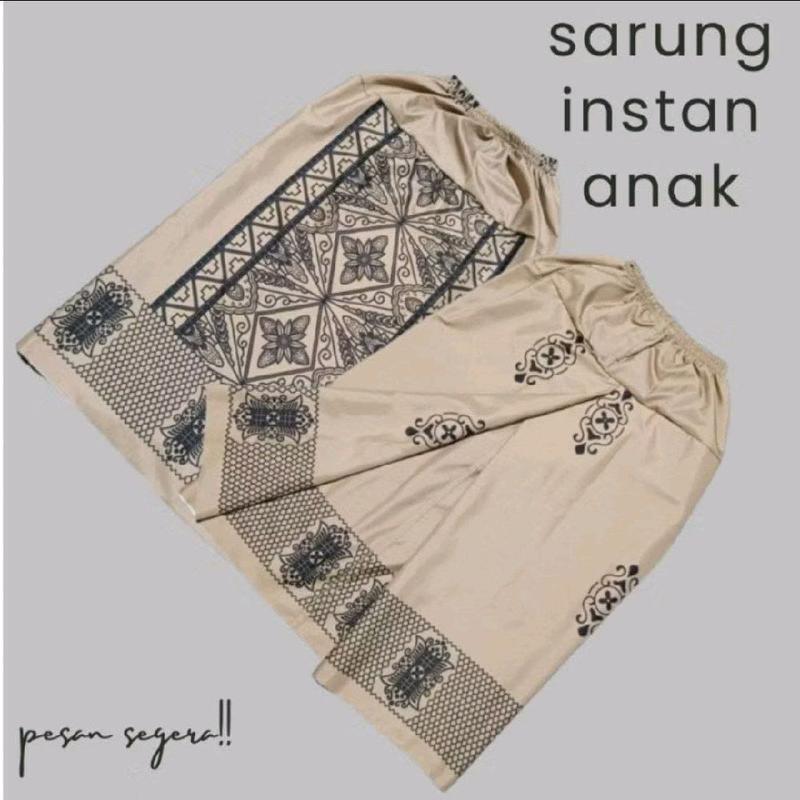sarung anak viral kekinian dan praktis dipakai Muslim instan Katun 0