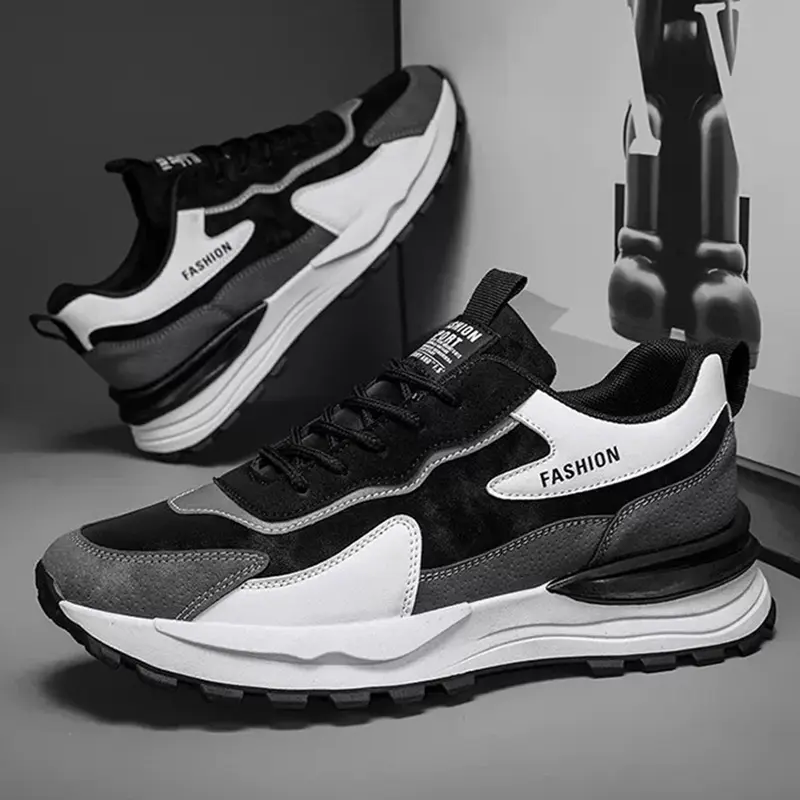 Zapatillas de tenis nuevas para hombre, calzado informal con estilo, zapatillas de running con cordones cómodas y versátiles, suela suave y antideslizante, adecuadas para diversas ocasiones informales. - Foto 4