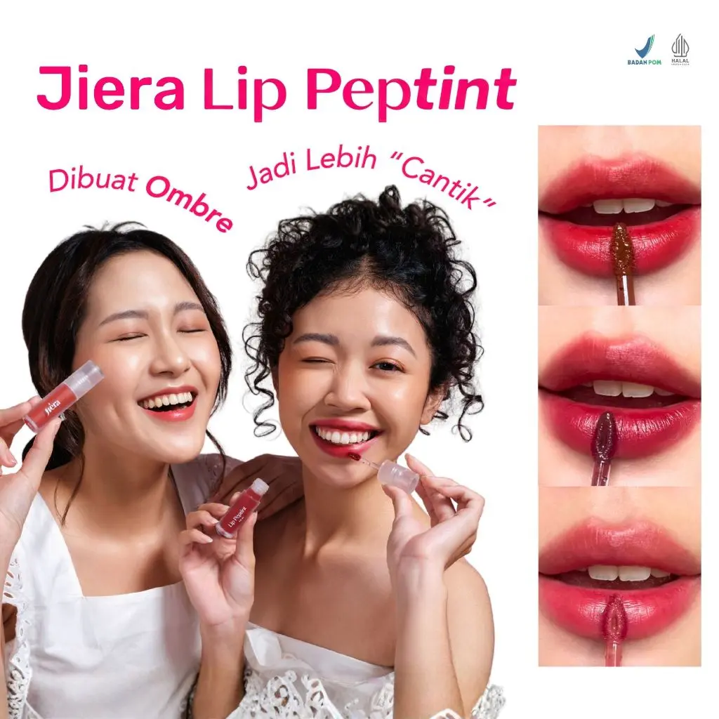 [HOT NEW SHADES] JIERA Lip Peptint 2 in 1 Lip Tint as a Lip Color & a Lip Treatment / Anti Geser, Light Weight, Ringan, Long Lasting, Tahan Lama, Bantu Mencerahkan Bibir, Kandungan : Saffron Extract, Peptide - Liptint, Lipstick, Anti-Aging, Watery Finish