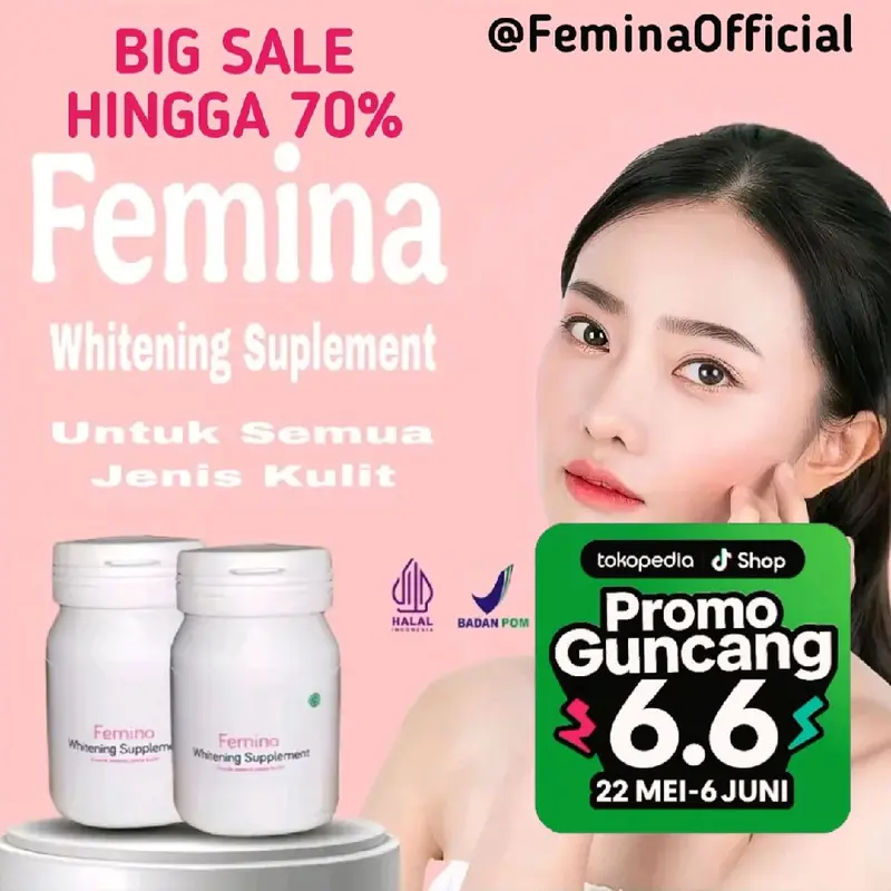 [TERLARIS] SUPLEMEN FEMINA WHITENING GLUTATHIONE | MEMUTIHKAN KULIT DAN WAJAH | MENCERAHKAN 0