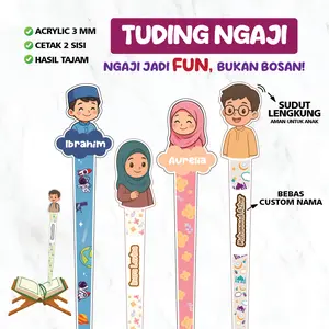 Tuding Ngaji Custom / Suding Tunjuk Kalam / Kalam Penunjuk Ngaji Custom Nama Anak Muslim Karakter Custom Akrilik Acrylic Penunjuk Quran Mengaji