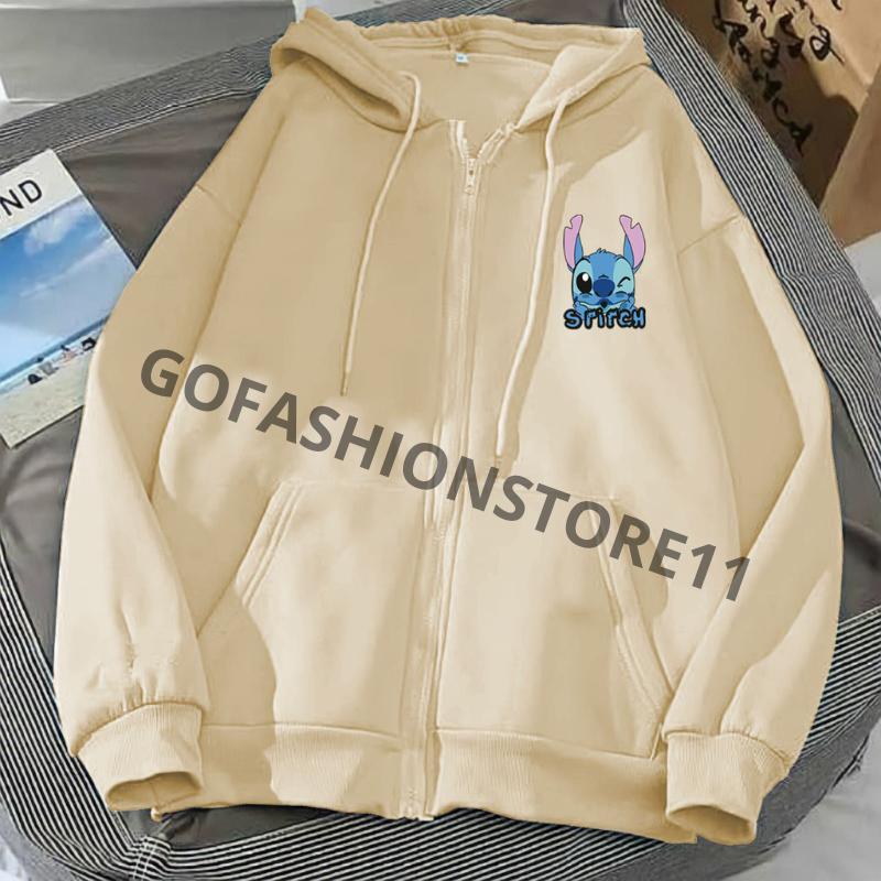Jaket wanita korean style Stitch size L XL XXL jaket hoodie cewek jaket zipper wanita hoodie zipper wanita hoodi cewek terbaru 2023 hoodie zipper wanita tebal sweater zipper wanita sweater resleting wanita dewasa sweater resleting keren cewek bisa COD-GFR 3