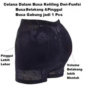 Celana Dalam Busa Keliling Pinggul - Belakang Motif Bunga Segiempat / CD Busa Palsu Samping & Belakang Boxer DM-CB10