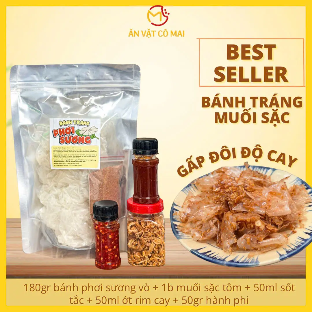 Set Bánh Tráng Muối Sặc Cay Cô Mai, Ăn Vặt Cô Mai