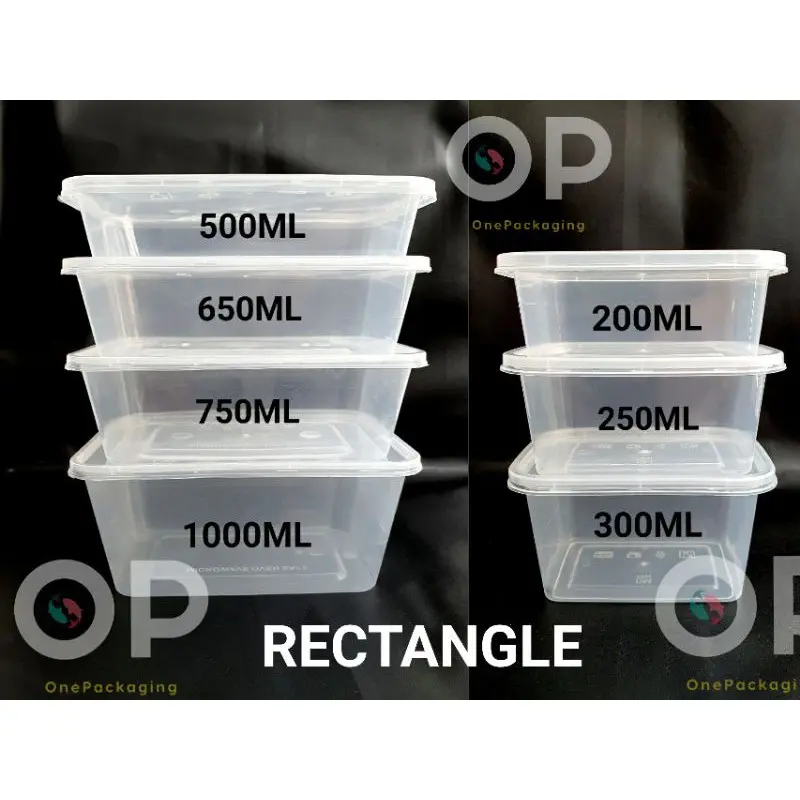 Thinwall Rectangle Thinwall 200ml 250ml 300ml 500ml 650ml 750ml 1000ml/ kotak makan plastik 1