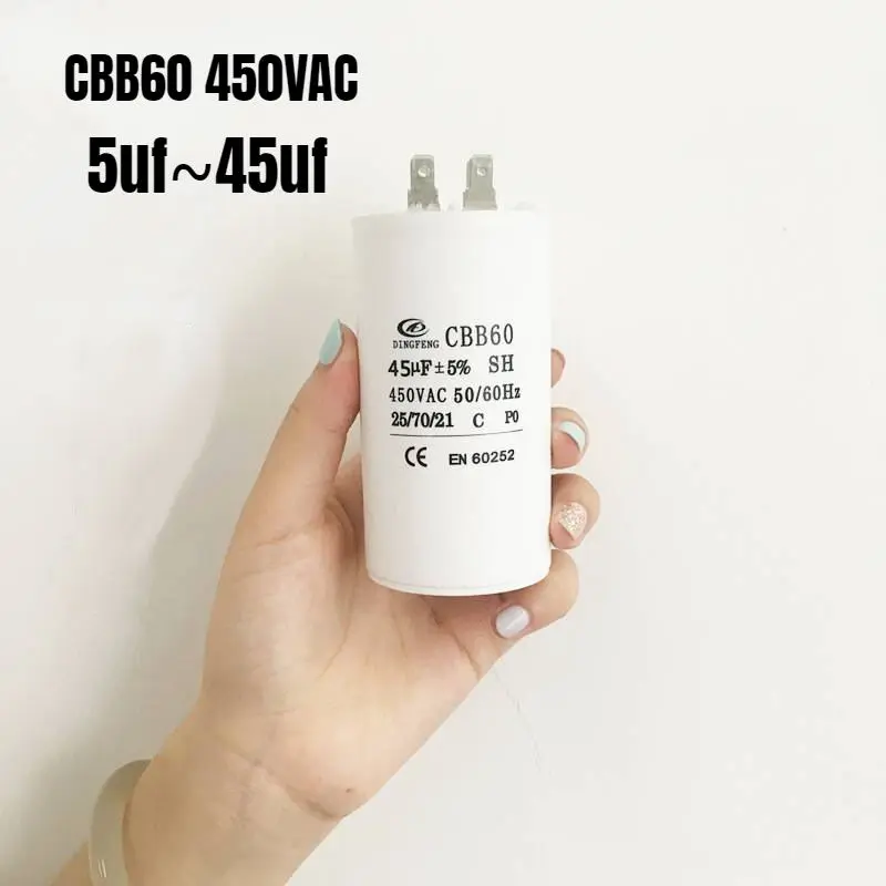 Tụ Điện Động Cơ CBB60 AC, 5Uf ~ 45Uf, 450VAC, Điện Dung Máy Bơm Nước