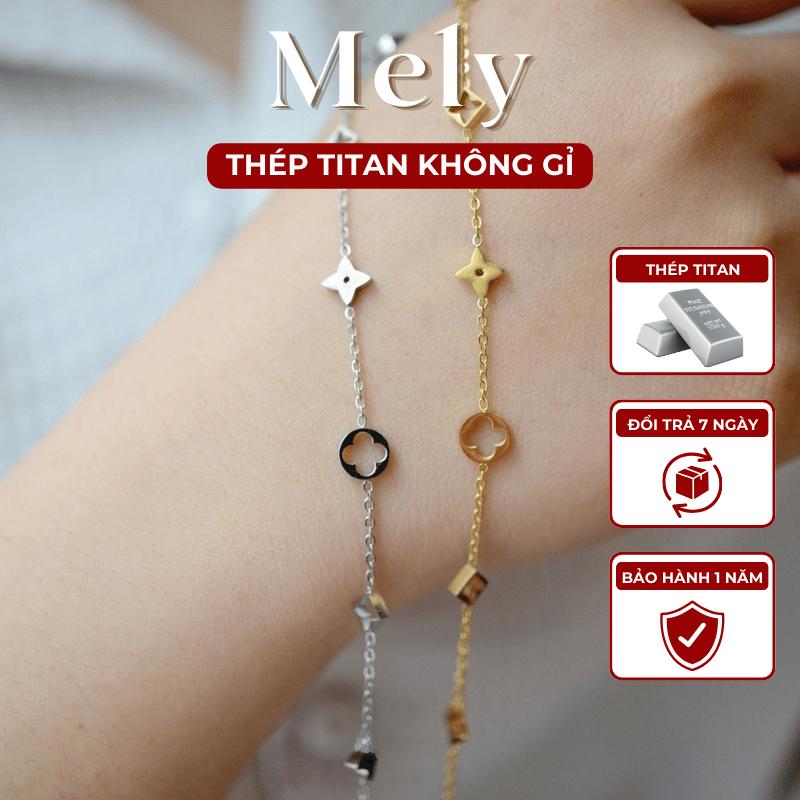 [KHÔNG ĐEN GỈ] Vòng tay thép Titan cỏ bốn lá mạ vàng cao cấp phụ kiện thời trang nữ - Mely TT119