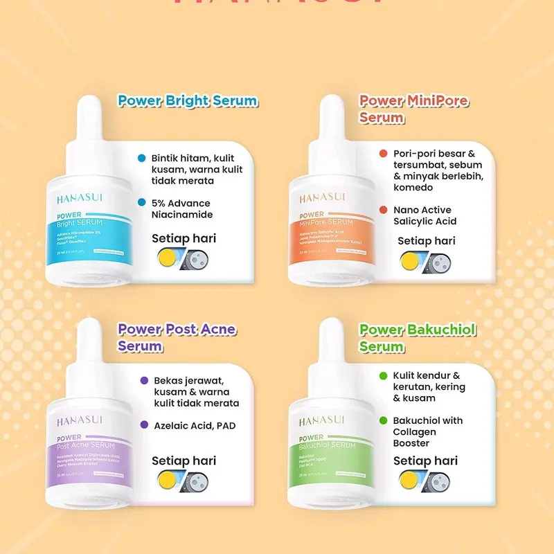Hanasui Power Serum Series 20ml | Bright | Bright Expert | Acne | Post Acne | Barrier | Minipore | Bakuchiol 3