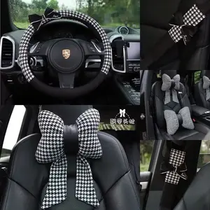 ￼Alas Duduk Dan Alas Sandaran Kursi Jok Mobil Depan Bahan Empuk Cover Sandaran Kursi Jok Mobil bantal bunga bantal leher pita