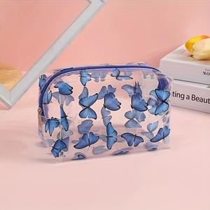 Bolsa de maquillaje transparente con flores coloridas de PVC impermeable, organizador de cosméticos de viaje de gran capacidad, estuche de almacenamiento portátil